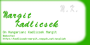 margit kadlicsek business card